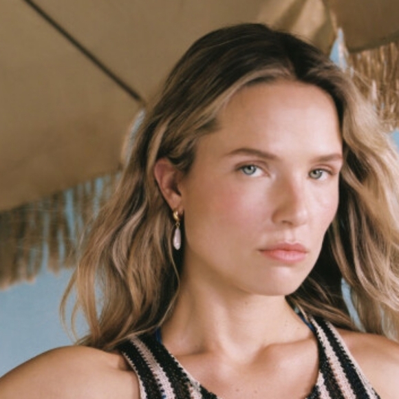 Our Spare Change Isla 18K Gold Plated Freshwater Pearl Drop Earrings - Picture 4 of 7